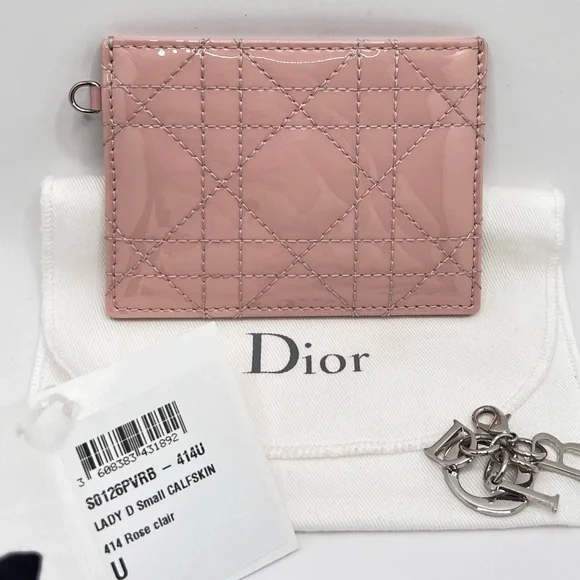 NEW Authentic DIOR Lady Dior Patent Cannage Calfskin Leather Card Holder - Picture 2 of 7